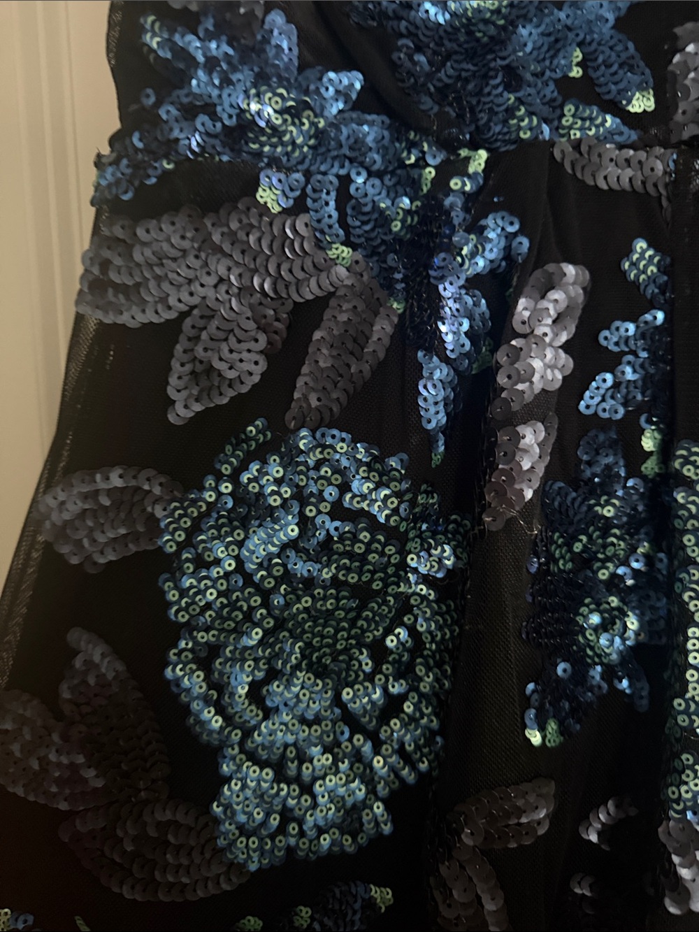 Luxxel Black Romper with Teal & Purple Sequin Floral Embroidery - Picture 4 of 5